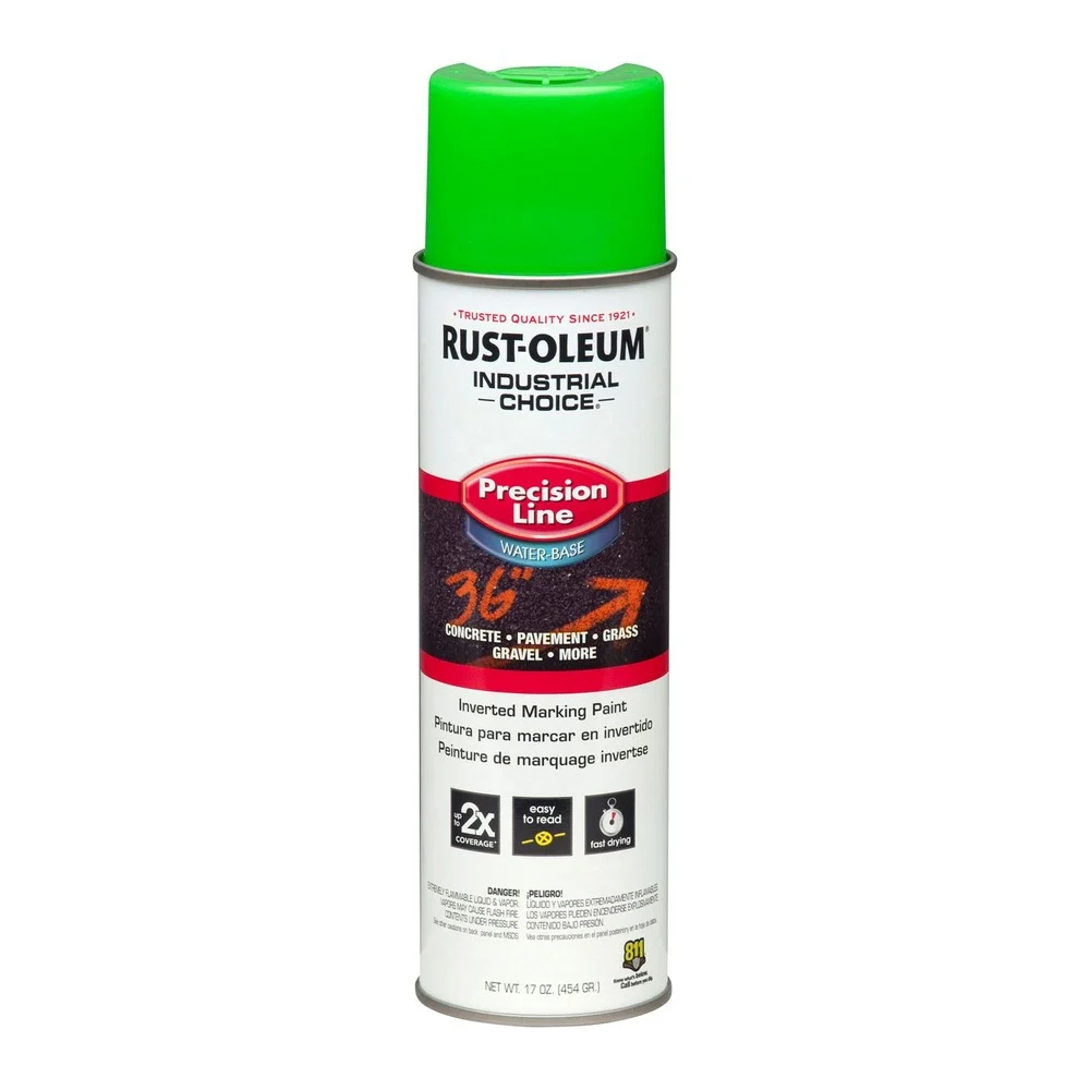 Rust-Oleum 17 oz. Aerosol Can Industrial Choice Precision Line Marking Paint - Fluorescent Green (12/Carton)