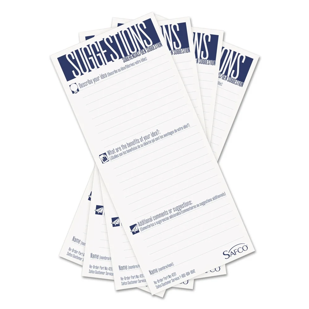 Safco 3-1/2 in. x 8 in. Suggestion Box Cards - White (25/Pack)
