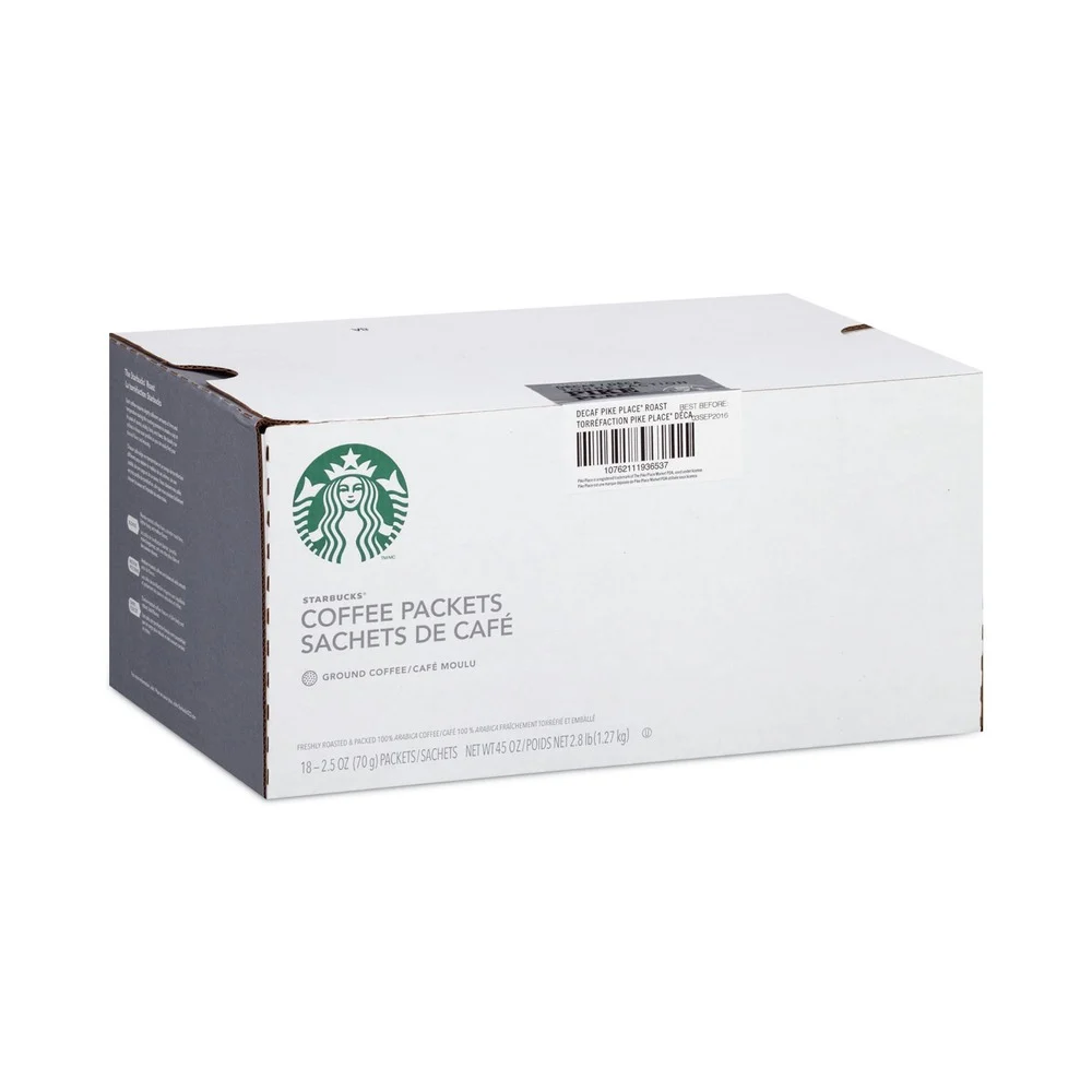 Starbucks 12420994 2.7 oz Packet Coffee - Pike Place Decaf (72/Carton)
