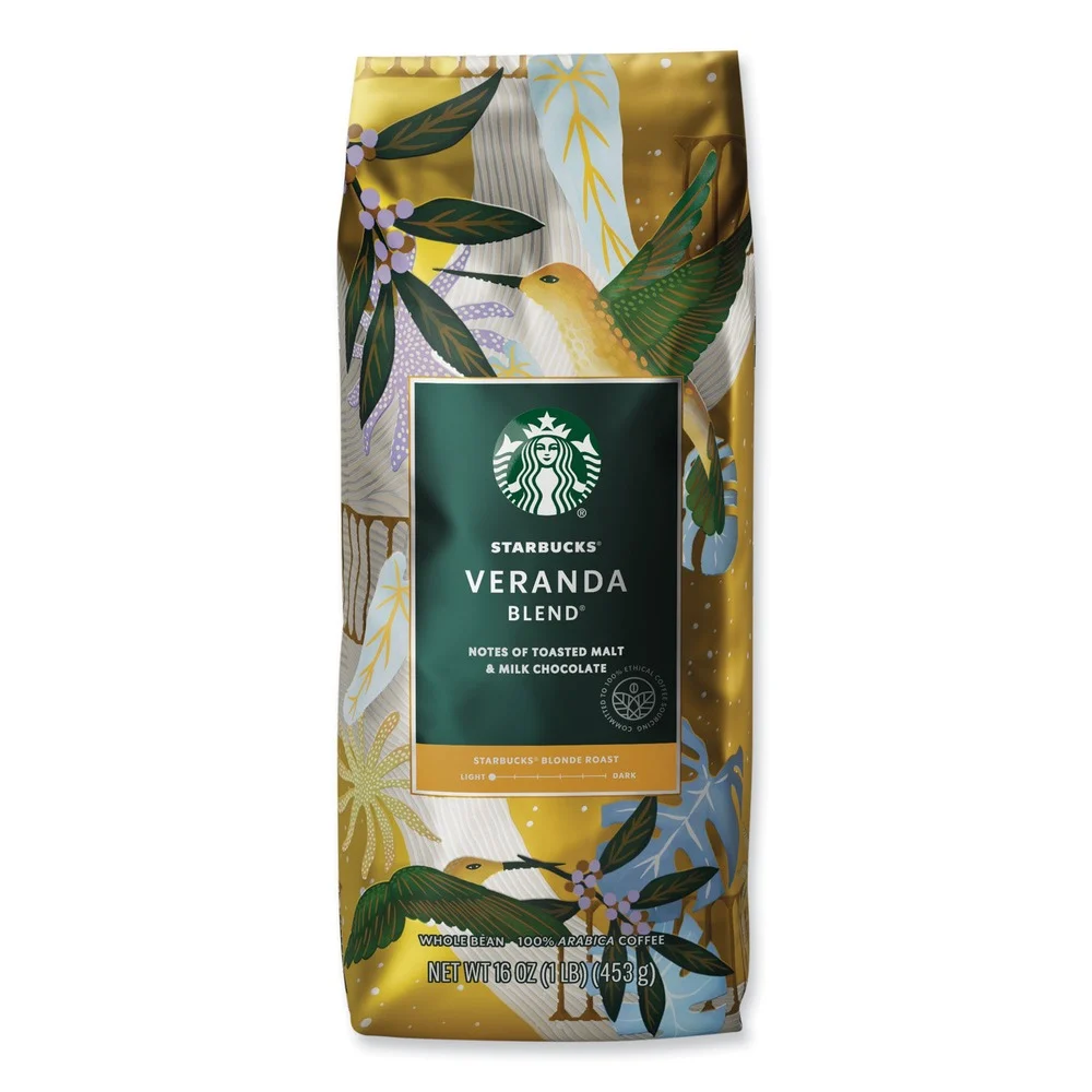 Starbucks SBK12523486CT 1 lbs. Bag Whole Bean Veranda Blend Coffee (6/Carton)