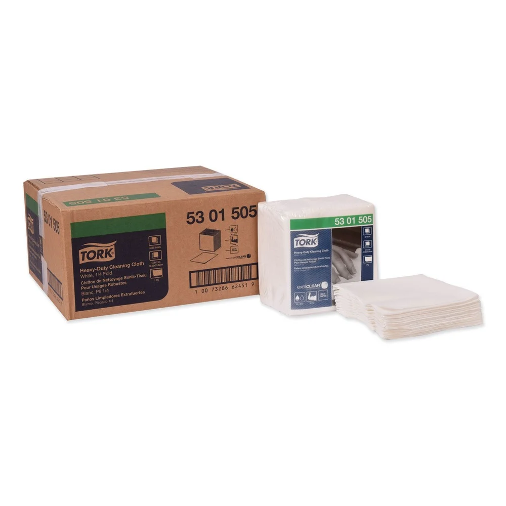 Tork 5301505 12.6 x 13 Heavy-Duty Cleaning Cloth - White (6/Carton)
