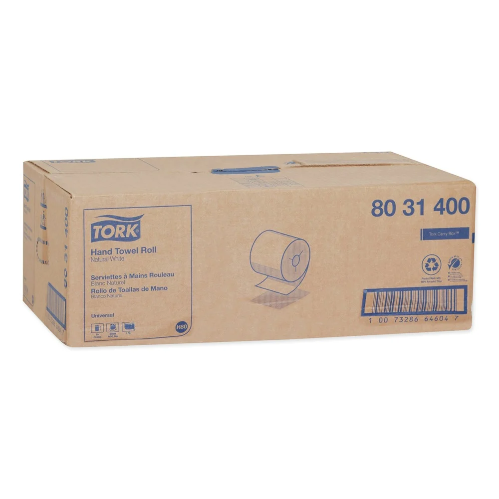 Tork 8 in. x 800 ft. Universal Notched Hand Towel Roll - Natural White (6 Rolls/Carton)