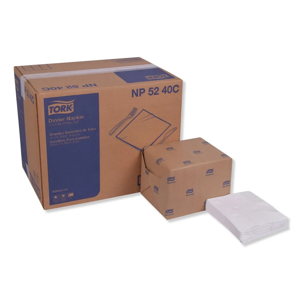 Tork 2-Ply 15 in. x 16.25 in. Advanced Dinner Napkins - White (8/Carton)