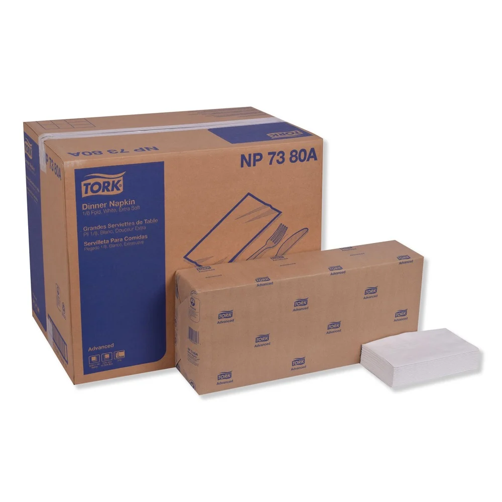Tork 3-Ply 17 in. x 16.125 in. 1/8 in. Fold Advanced Dinner Napkin - White (1740/Carton)