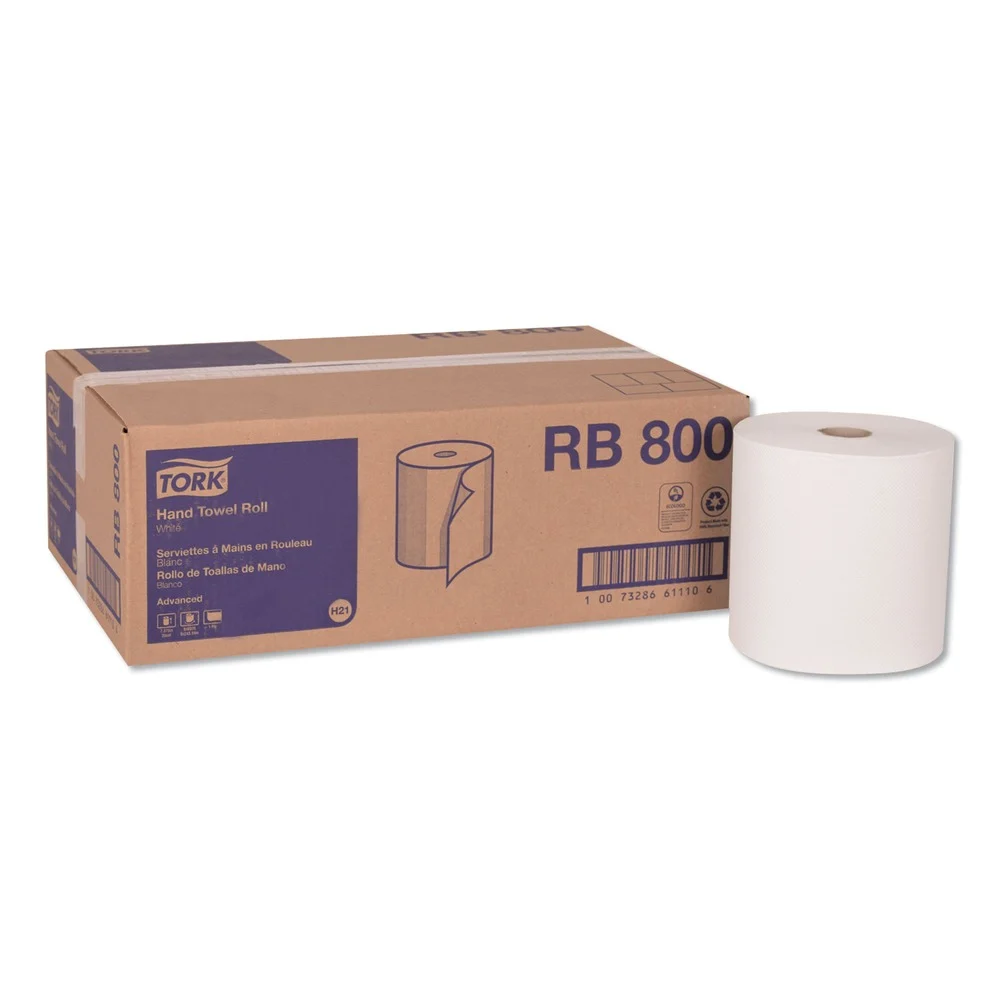 Tork Advanced 7.88 in. x 800 ft. 1-Ply Hardwound Roll Towel - White (6/Carton)