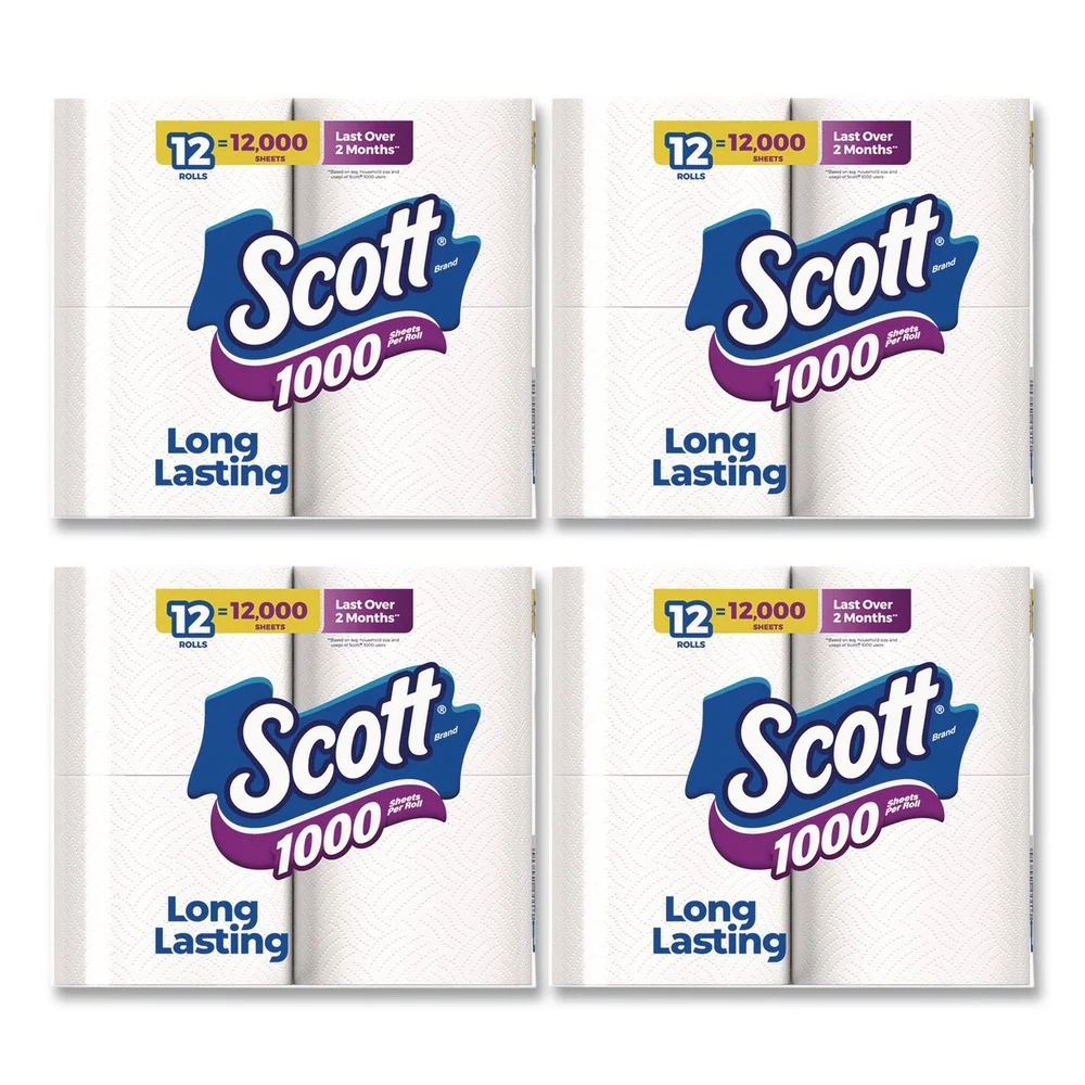 Scott 1-Ply 4.1 in. x 3.7 in. Septic Safe Toilet Paper - White (48/Carton)