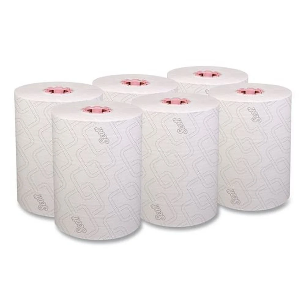 Scott 1-Ply 8 in. x 580 ft. Traditional Business Slimroll Towels - White/Pink (6 Rolls/Carton)
