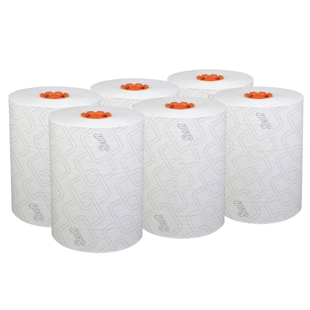 Scott 1-Ply 8 in. x 580 ft. Slimroll Towels - White/Orange Core (6/Carton)