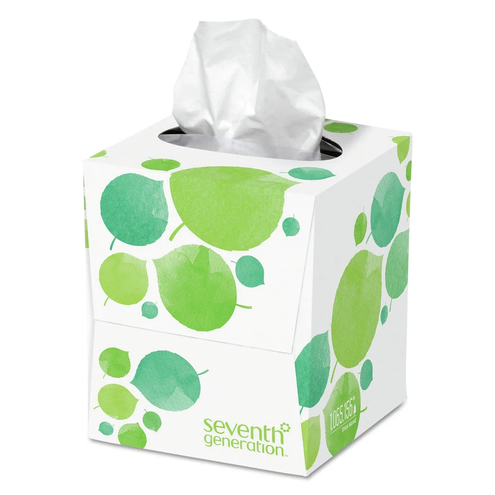 Seventh Generation 2-Ply 100 Percent Recycled Facial Tissue - White