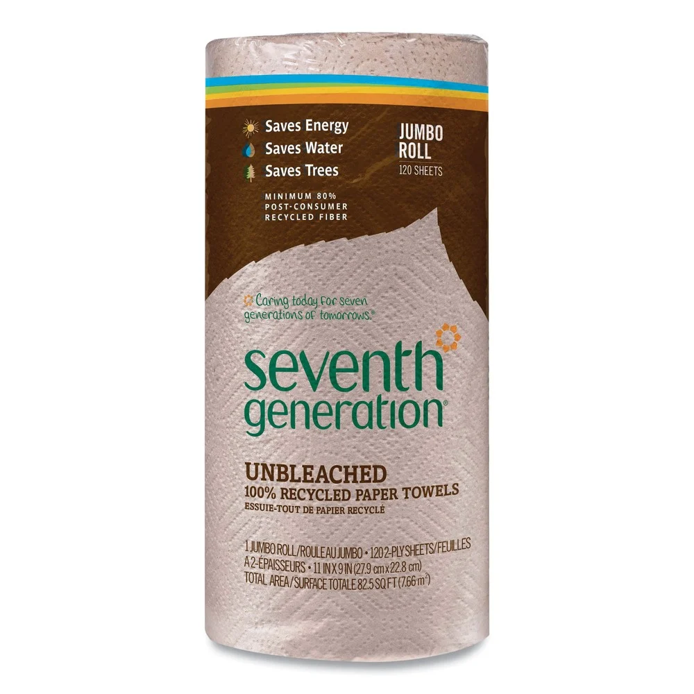 Seventh Generation SEV 13720 100% Recycled 11 in. x 9 in. 2-Ply Paper Kitchen Towel Rolls - Brown (120/Roll, 30 Rolls/Carton)