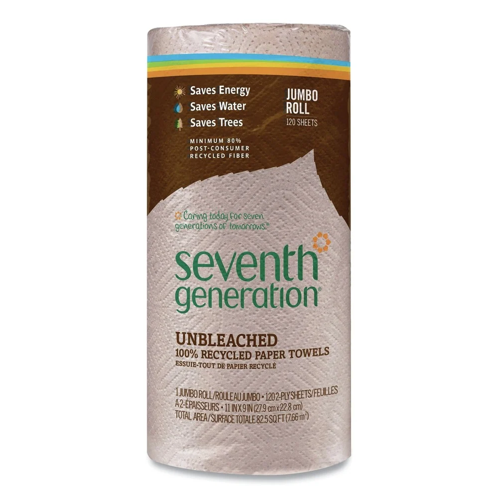 Seventh Generation 2-Ply 11 x 9 Natural Unbleached 100 Percent Recycled Paper Kitchen Towel Rolls (120-Sheets/Roll)