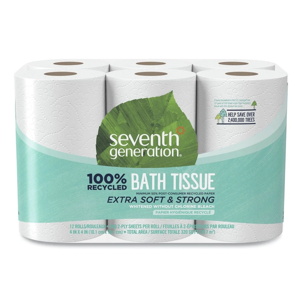 Seventh Generation 100% Recycled 2-Ply Bathroom Tissue - White (240 Sheets/Roll, 12 Rolls/Pack)