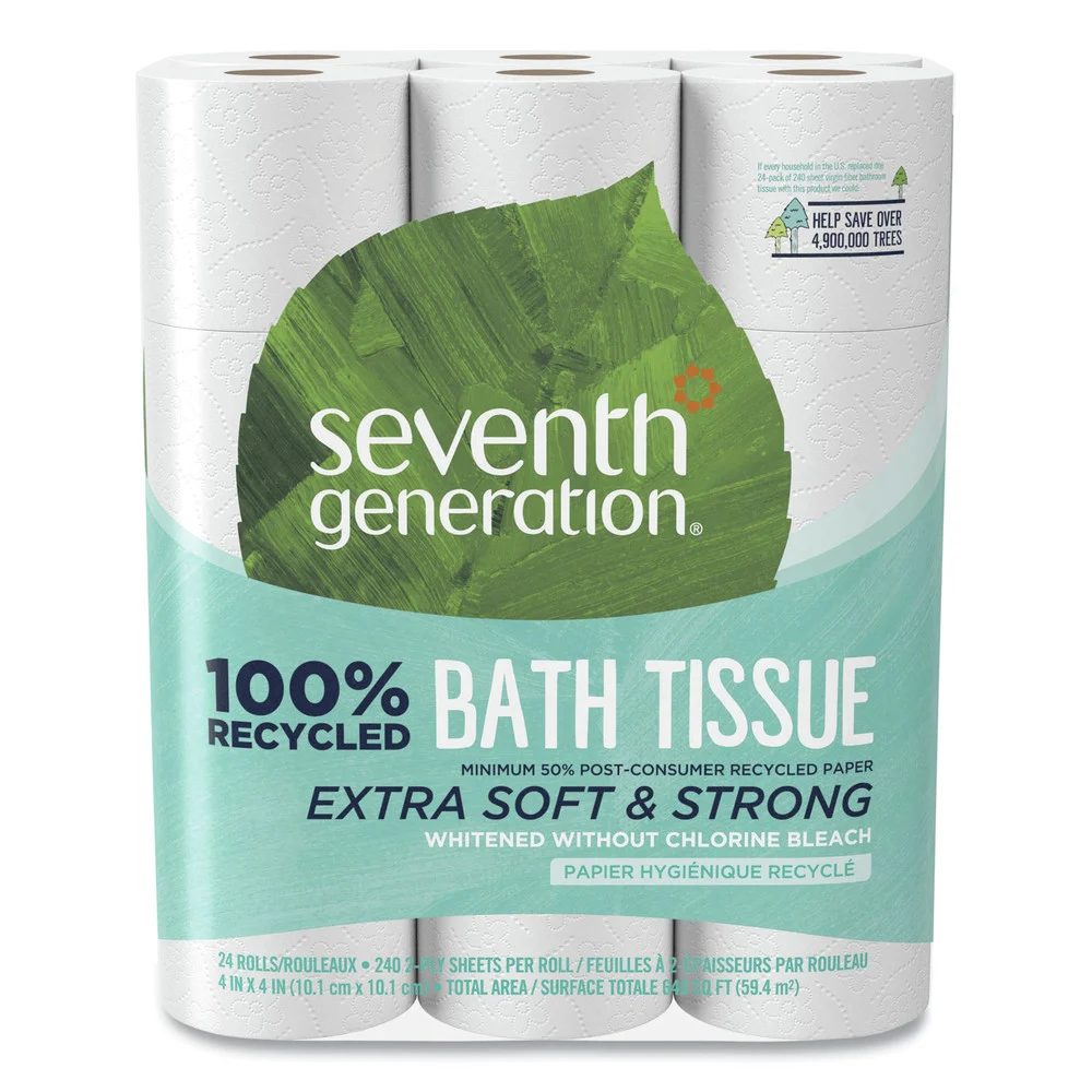 Seventh Generation 2-Ply 100 Percent Recycled Septic Safe Bathroom Tissue - White (2/Carton)
