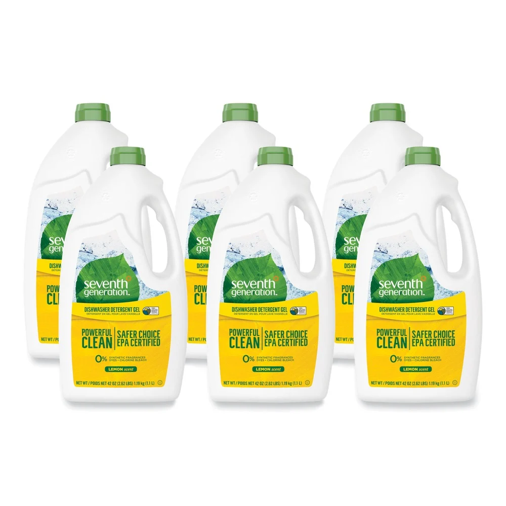 Seventh Generation SEV 22171 42 oz. Bottle Natural Automatic Dishwasher Gel - Lemon (6/Carton)