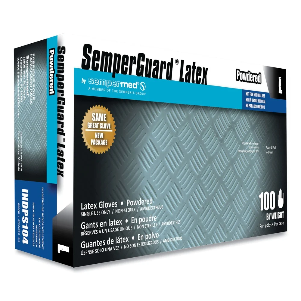 SemperGuard Latex Powdered Gloves - Large Cream (100/Box)