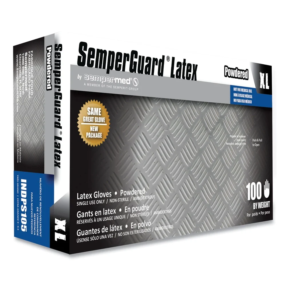 SemperGuard Latex Powdered Gloves - X-Large Cream (100/Box)