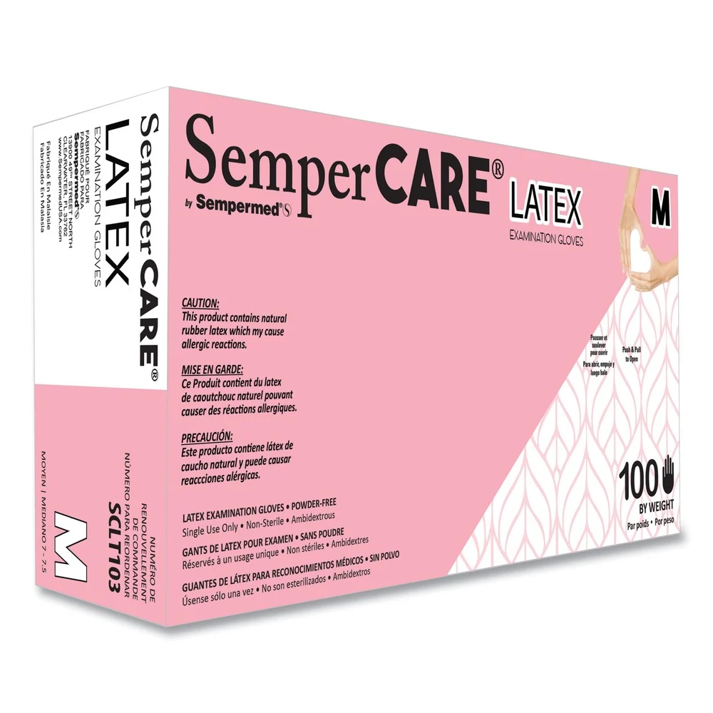 SemperCare Latex Examination Gloves - Cream/Medium (1000/Carton)