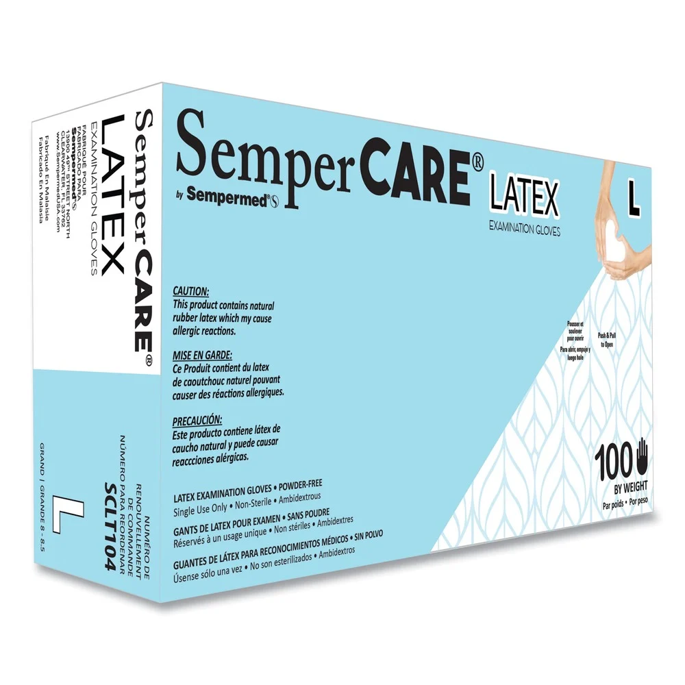 SemperCare 5 mil Powder-Free Latex Examination Gloves - Large/Cream (1000/Carton)