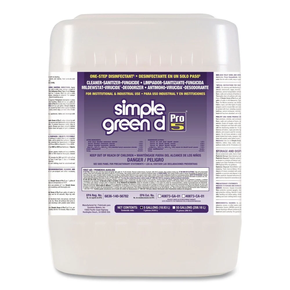 Simple Green 5 Gallon d Pro 5 Disinfectant - Unscented