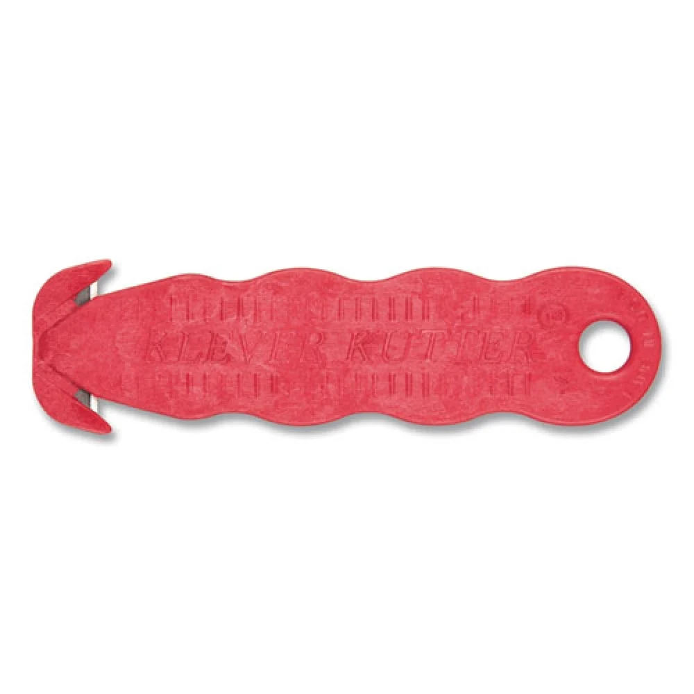 San Jamar Klever Kutter 1 in. Blade 4 in. Plastic Handle 3 Razor Blades Safety Cutter - Red (3/Pack)