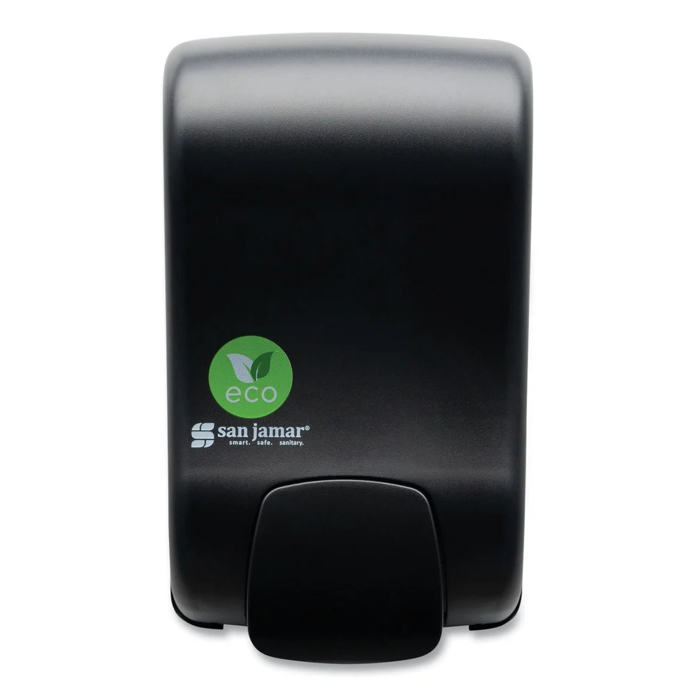 San Jamar SF900REBK 900 mL 5.5 in. x 4.5 in. x 9.25 in. ecoLogic Rely Manual Foam Soap and Sanitizer Dispenser - Black