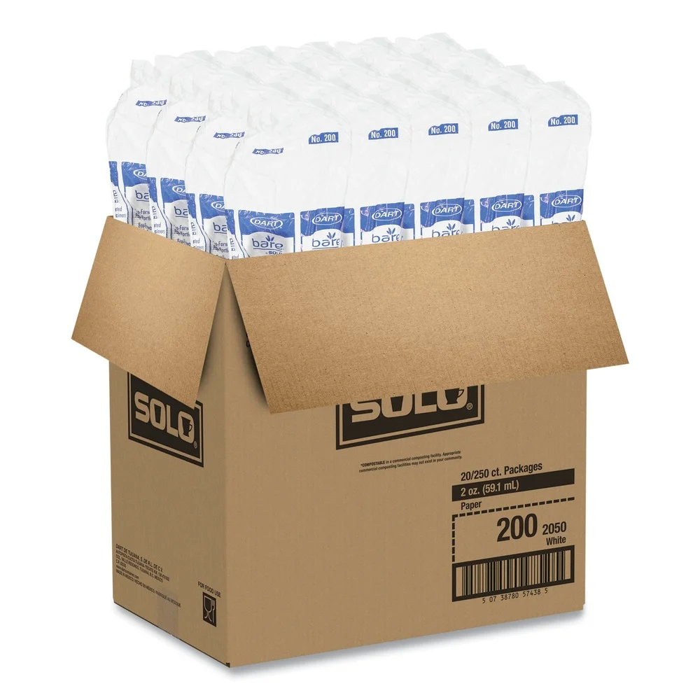 SOLO ProPlanet Seal 2 oz. Paper Portion Cups - White (250/Bag, 20 Bags/Carton)
