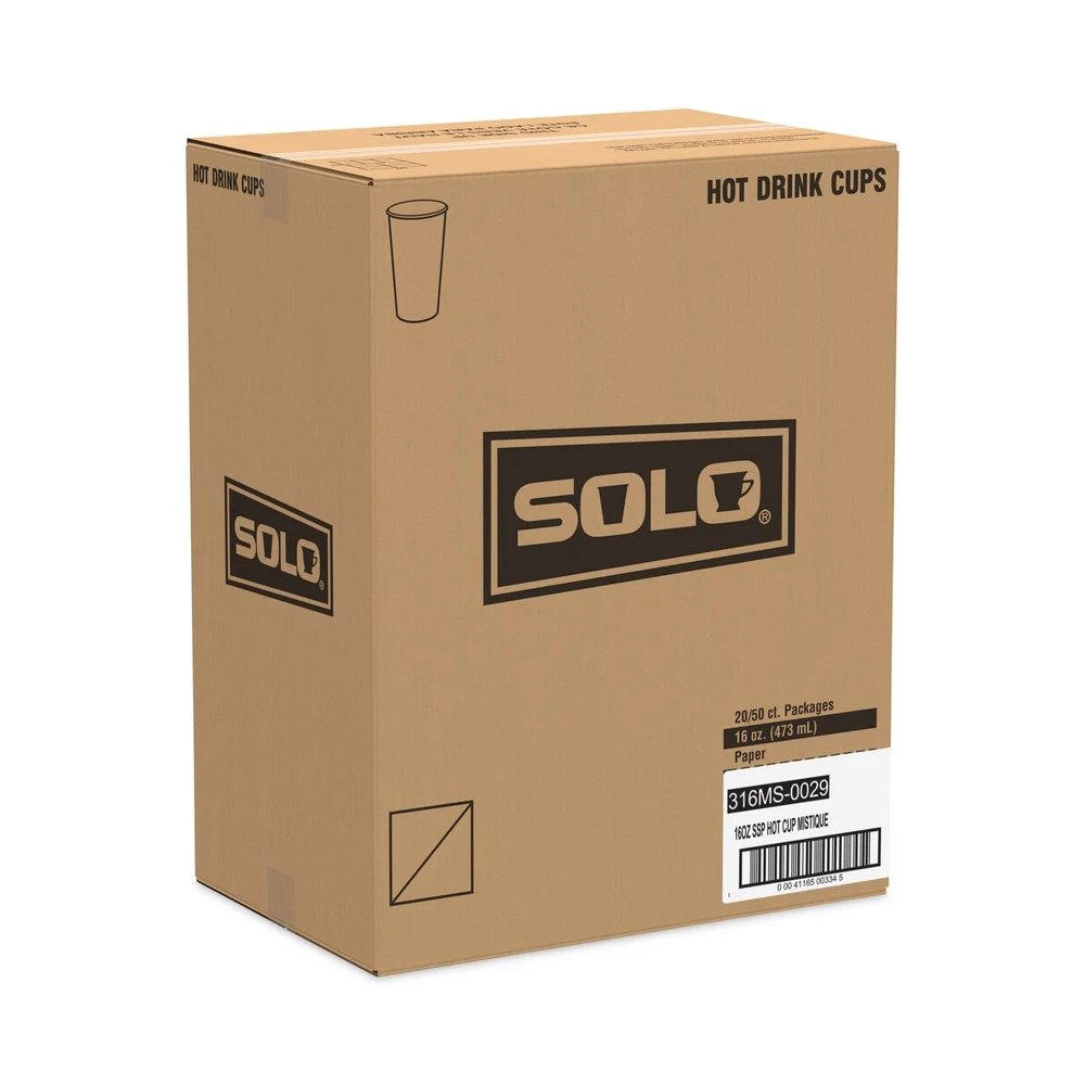 SOLO Mistique 16 oz Hot Paper Cups - Brown (50/Sleeve, 20 Sleeves/Carton)