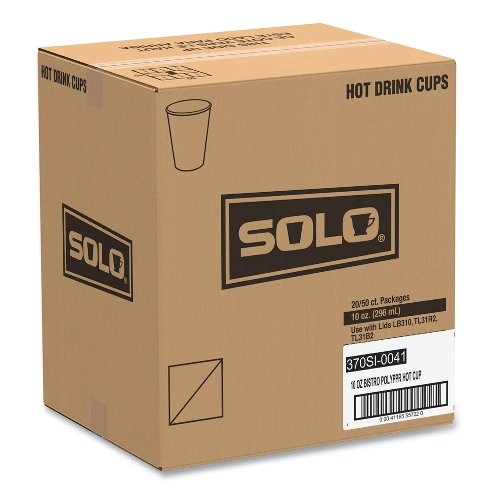 SOLO 10 oz. Bistro Design Paper Hot Drink Cups - Maroon (50/Pack)