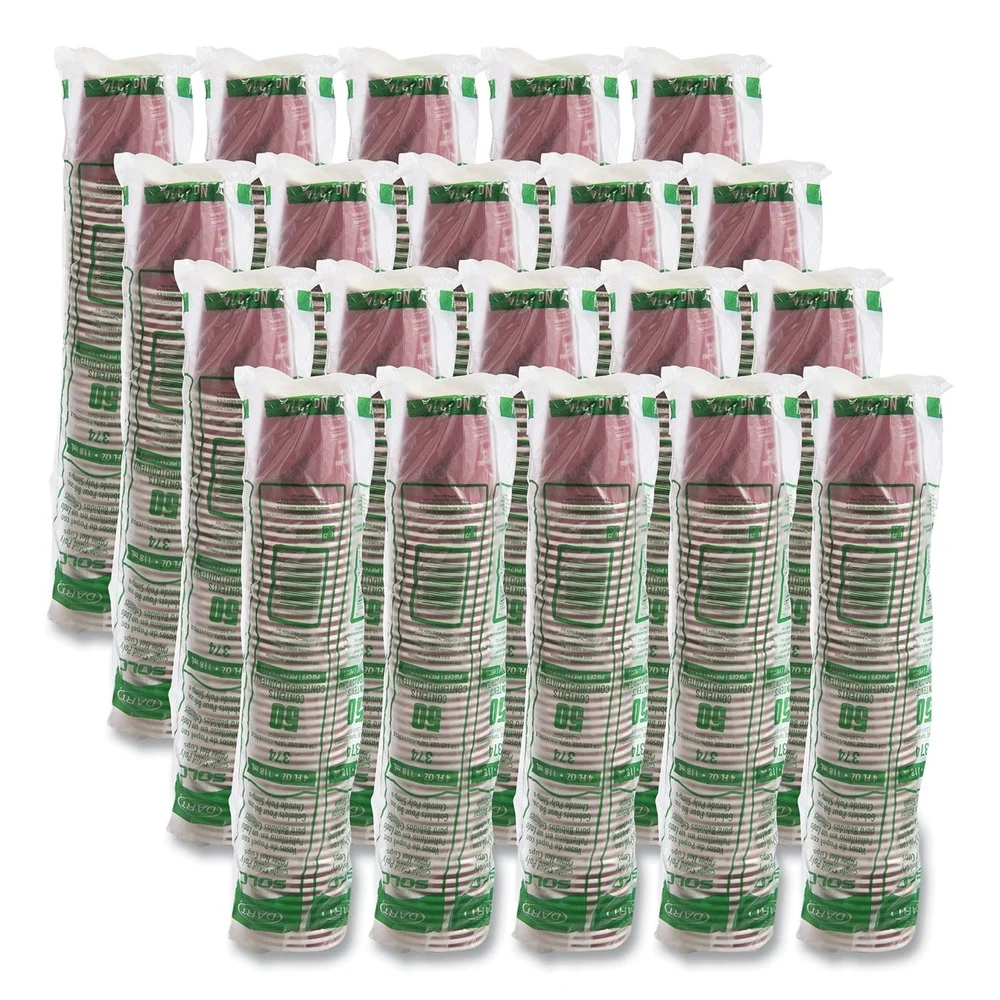 SOLO 4 oz. Bistro Design Single-Sided Poly Paper Hot Cups (50/Pack, 20 Pack/Carton)