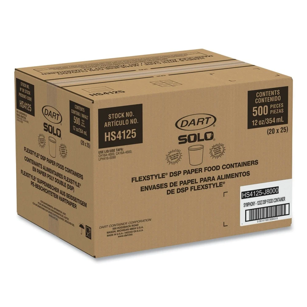 SOLO 3.6 in. Diameter x 3.3 in. h 12 oz Double Poly Paper Symphony Design Food Containers (500/Carton)