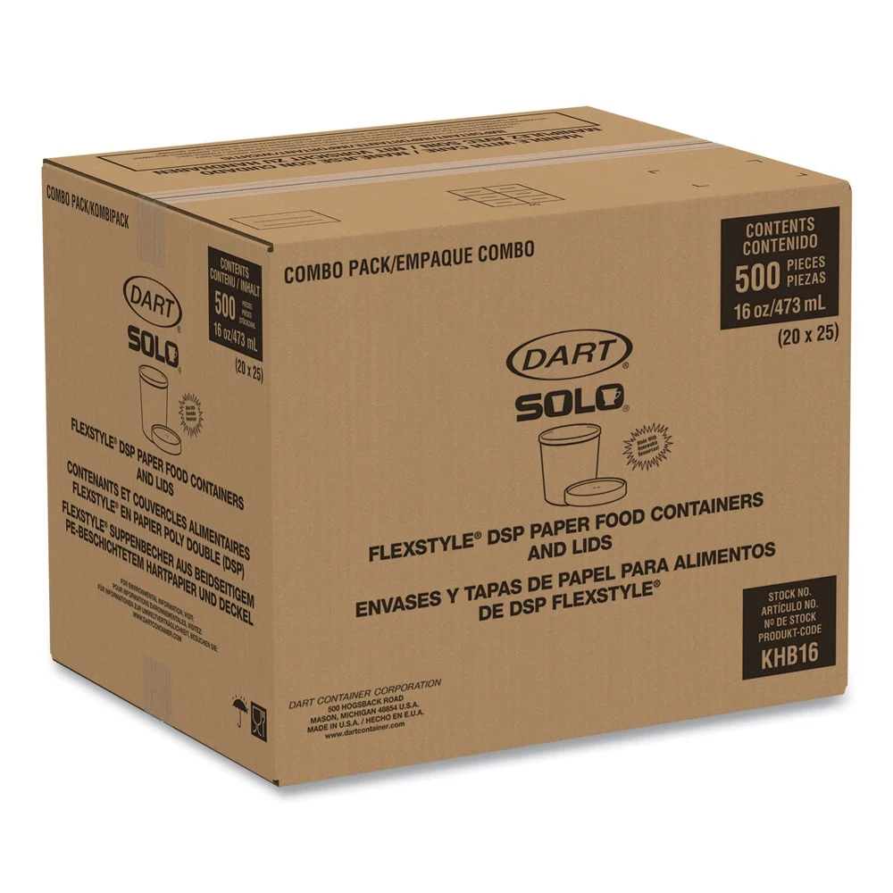 SOLO 16 oz Flexstyle Double Poly Paper Food Combo Packs - Symphony (500/Carton)