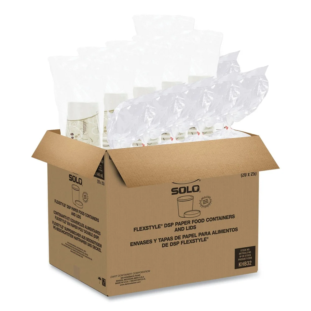 SOLO 32 oz Flexstyle Double Poly Paper Food Combo Packs - Symphony (500/Carton)