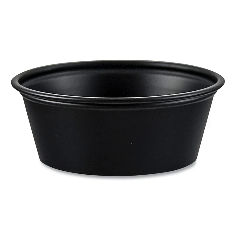 SOLO P150BLK 1.5 oz HIPS Plastic Portion Container - Black (2500/Carton)