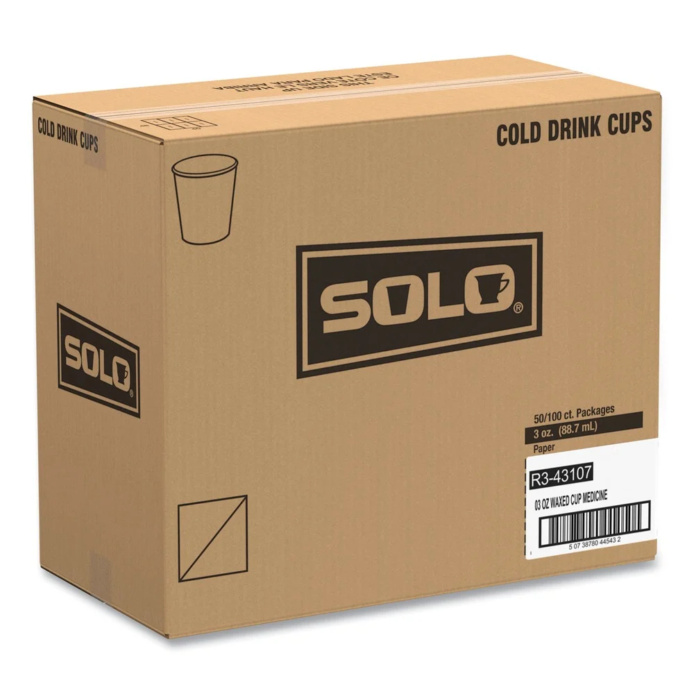 SOLO 3 oz. Paper ProPlanet Seal Medical and Dental Graduated Cups - White/Blue (5000/Carton)