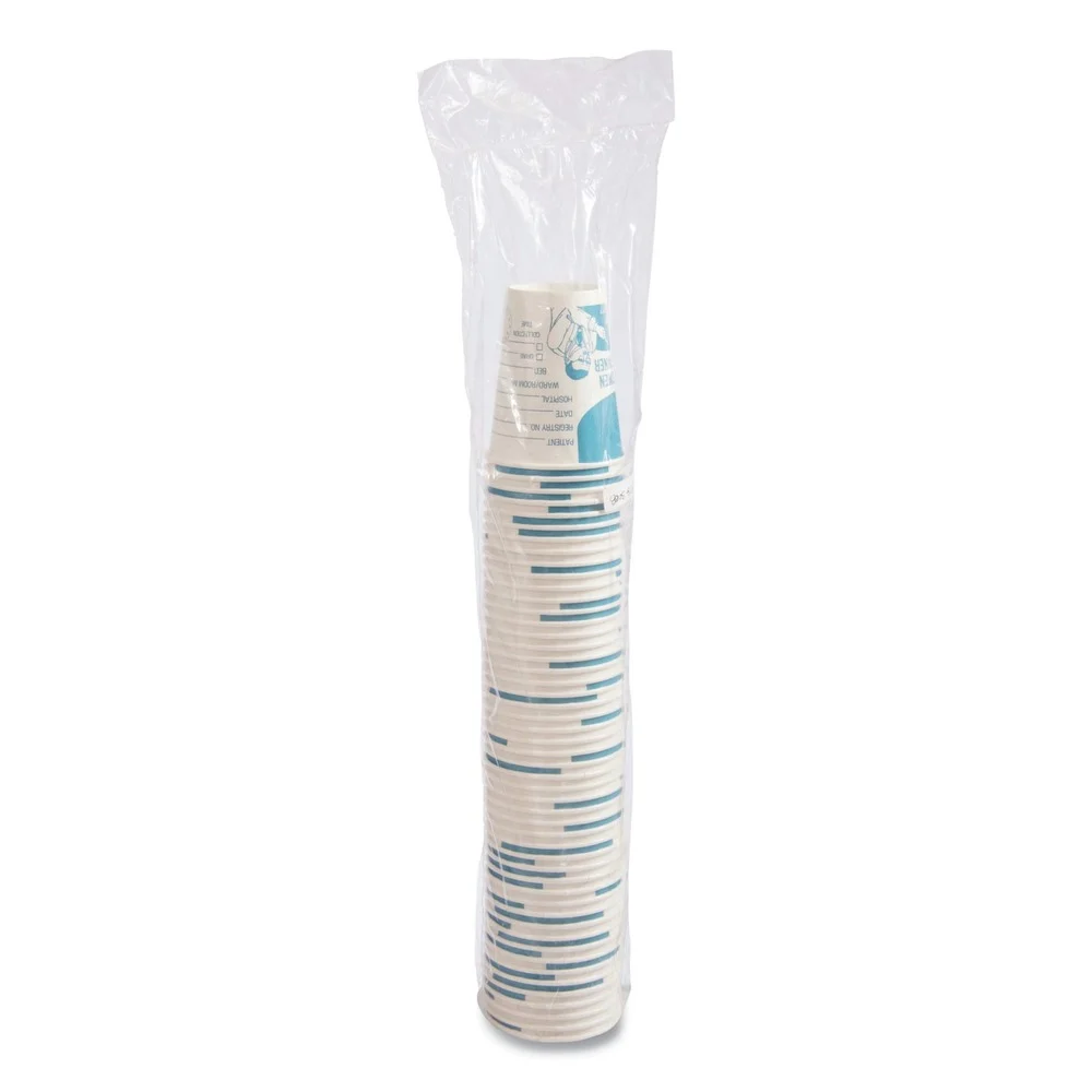 SOLO 8 oz Paper Specimen Cups - Blue/White (50/Sleeve, 20 Sleeves/Carton)