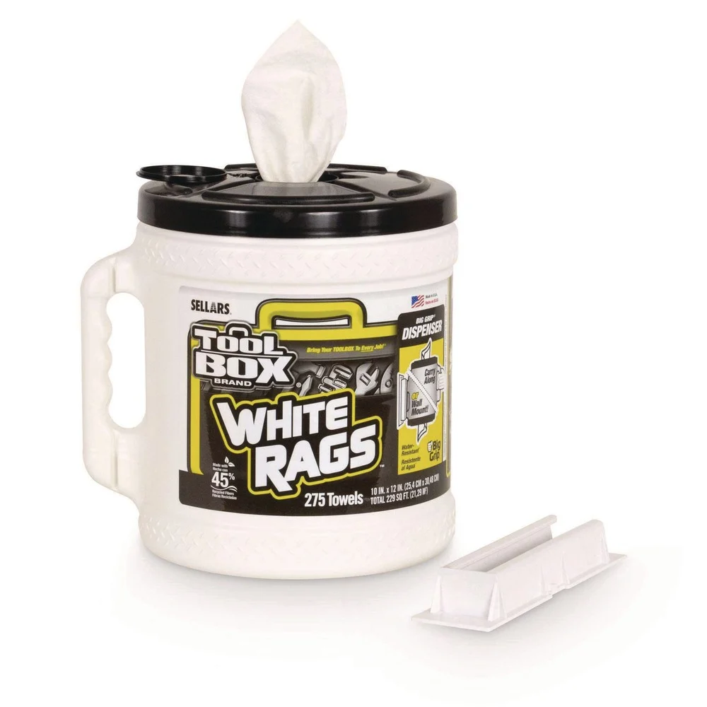 Sellars 1-Ply 10 x 12 Z300 Wipers Big Grip Dispenser - White (2/Carton)