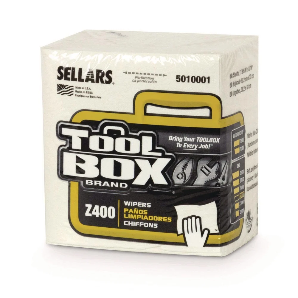 Sellars 1-Ply 11.87 x 13 Z400 Quarterfold Wipers - White (12/Carton)
