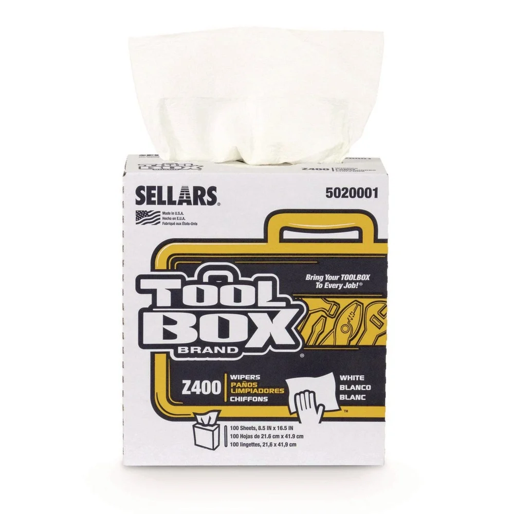 Sellars 1-Ply 8.5 x 16.5 Z400 Interfold Pop-Up Wipers - White (8/Carton)