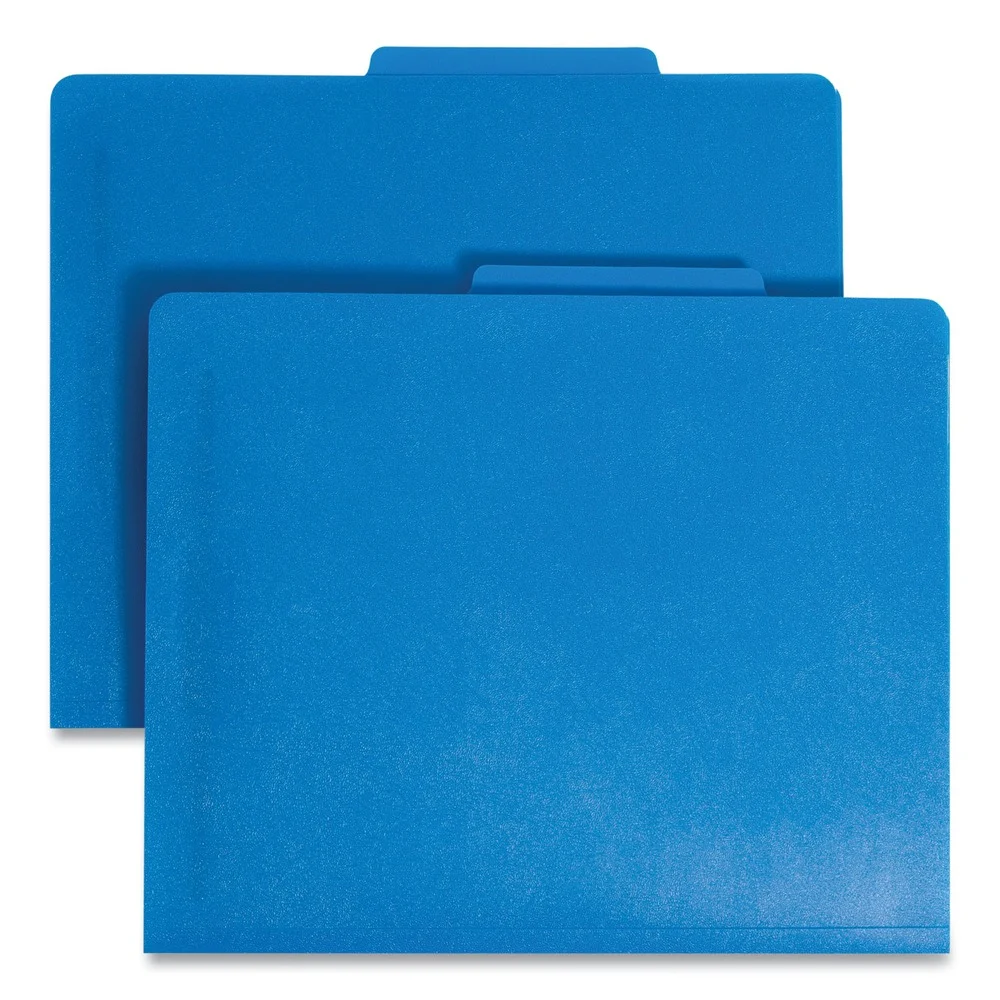 Smead 2 in. Expansion Six-Section Poly Classification Folders - Blue Exterior/Letter Size (10/Box)