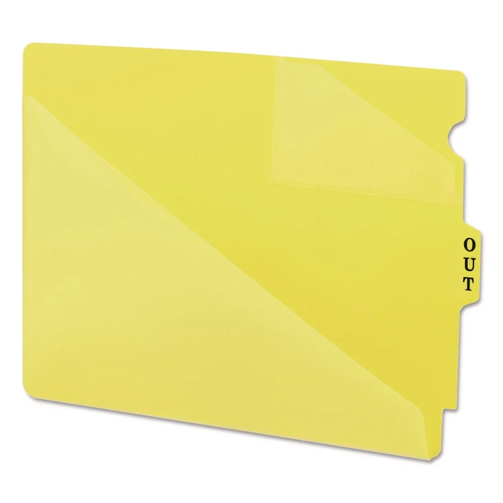 Smead 8.5 x 11 Two-Pocket Style End Tab Poly Out Guides - Yellow (50/Box)