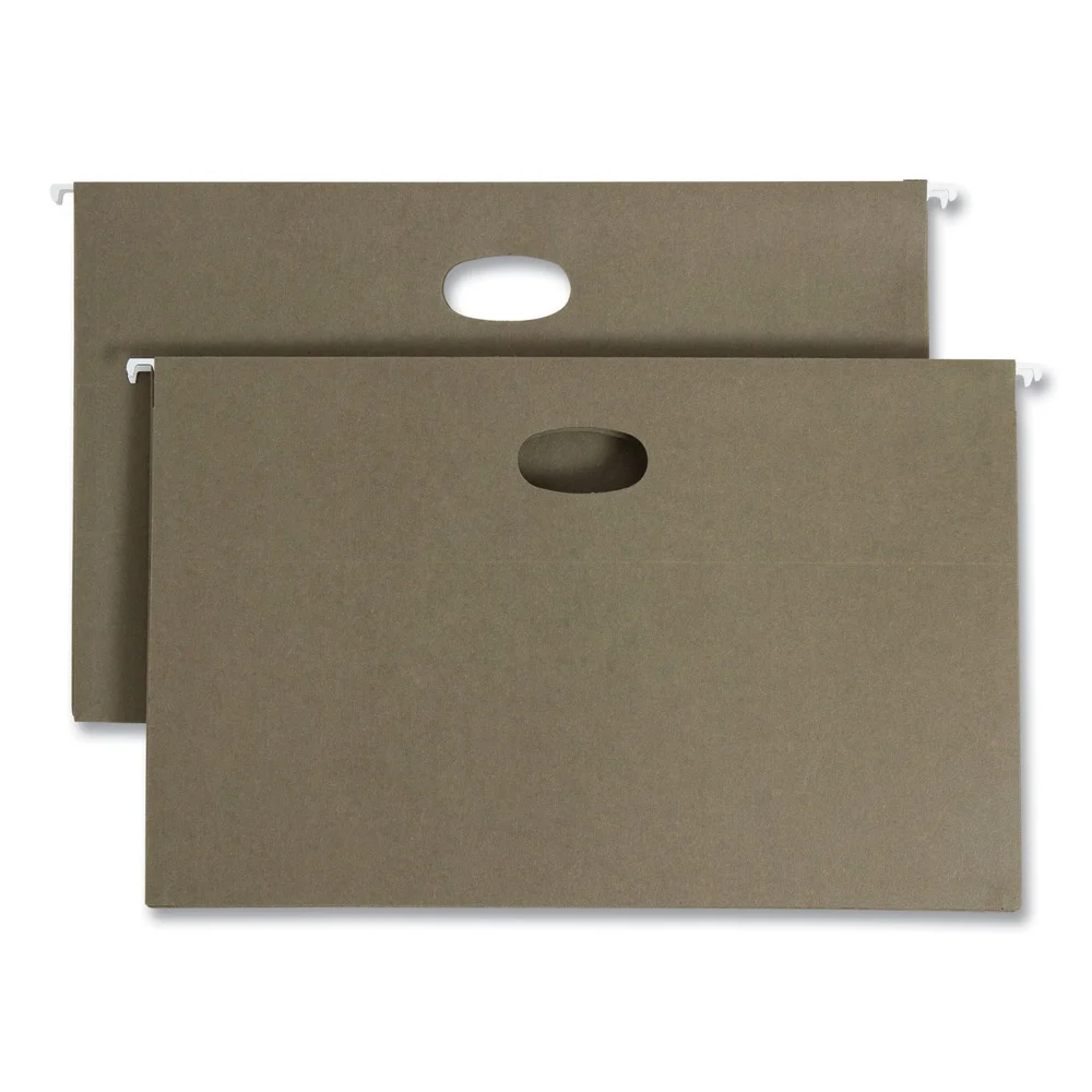 Smead 3.5 in. Capacity 1 Section Legal Size 100 Percent Recycled Hanging Pockets with Full-Height Gusset - Standard Green (10/Box)