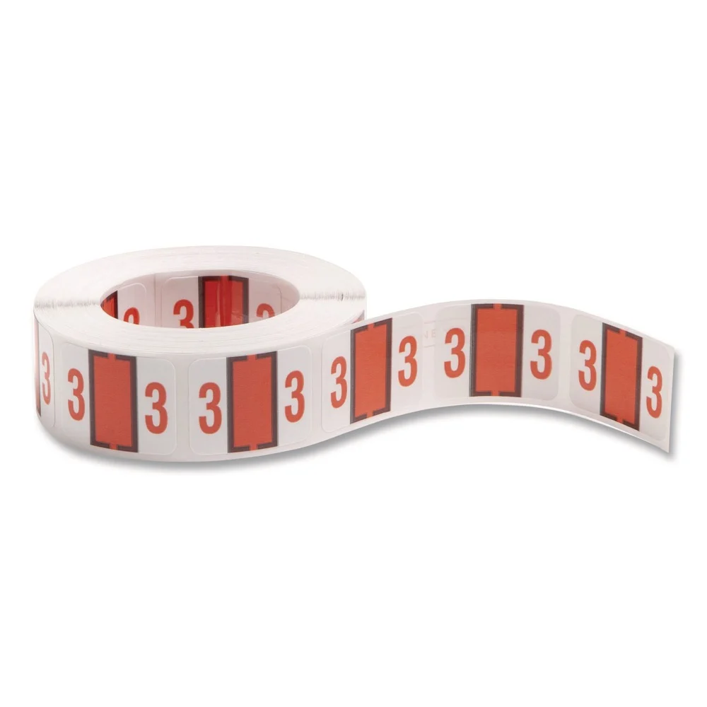 Smead 67373 1 in. x 1.25 in. 3 Numerical End Tab File Folder Labels - White (1-Roll)