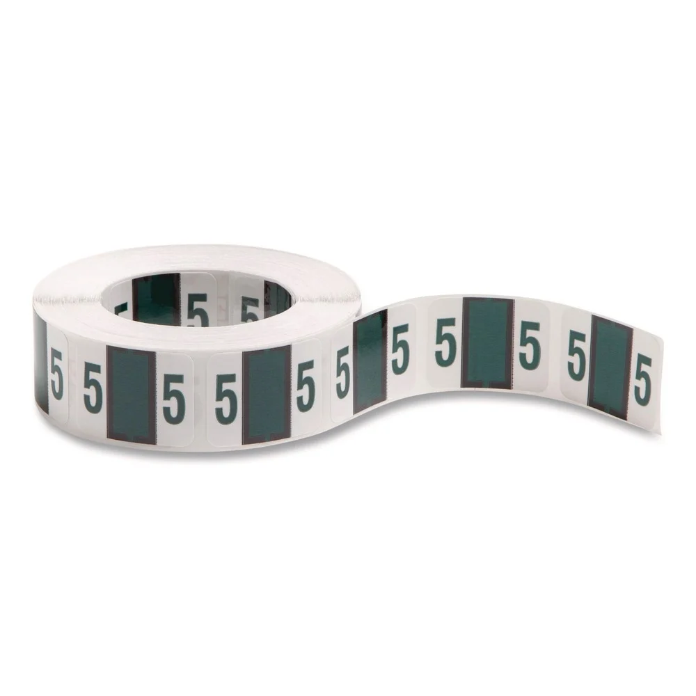Smead 67375 1 in. x 1.25 in. 5 Numerical End Tab File Folder Labels - White (1-Roll)