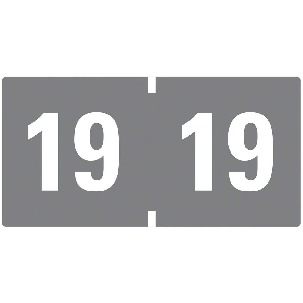 Smead 0.75 in. x 1.5 in. "19-in Yearly End Tab File Folder Labels - Gray (500/Roll)