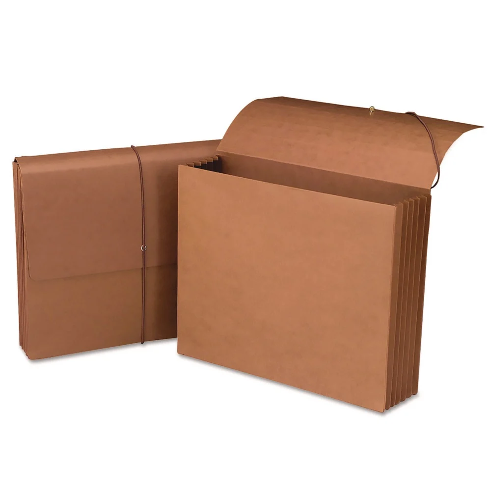 Smead 5.25 in. Expansion 1 Section Elastic Cord Closure Letter Size Expanding Wallet With Elastic Cord - Redrope (10/Box)