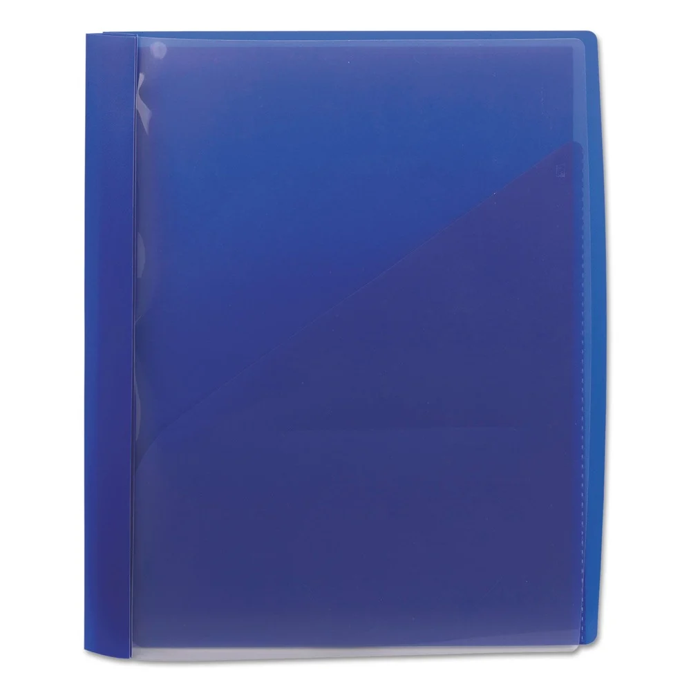 Smead 8.5 in. x 11 in. 0.5 in. Capacity Double-Prong Fastener Clear Front Poly Report Cover - Clear/Blue (5/Pack)