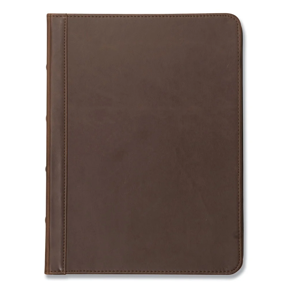 Samsill 11 in. x 8.5 in. Dark Brown Vinyl Vintage Hardback Zipper Portfolio