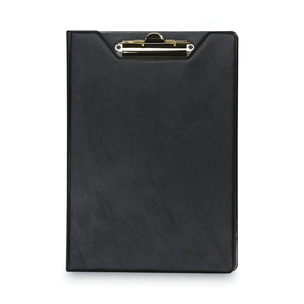 Samsill Value Inside Front Pocket Brass Clip Heavyweight Sealed Vinyl Padfolio - Black