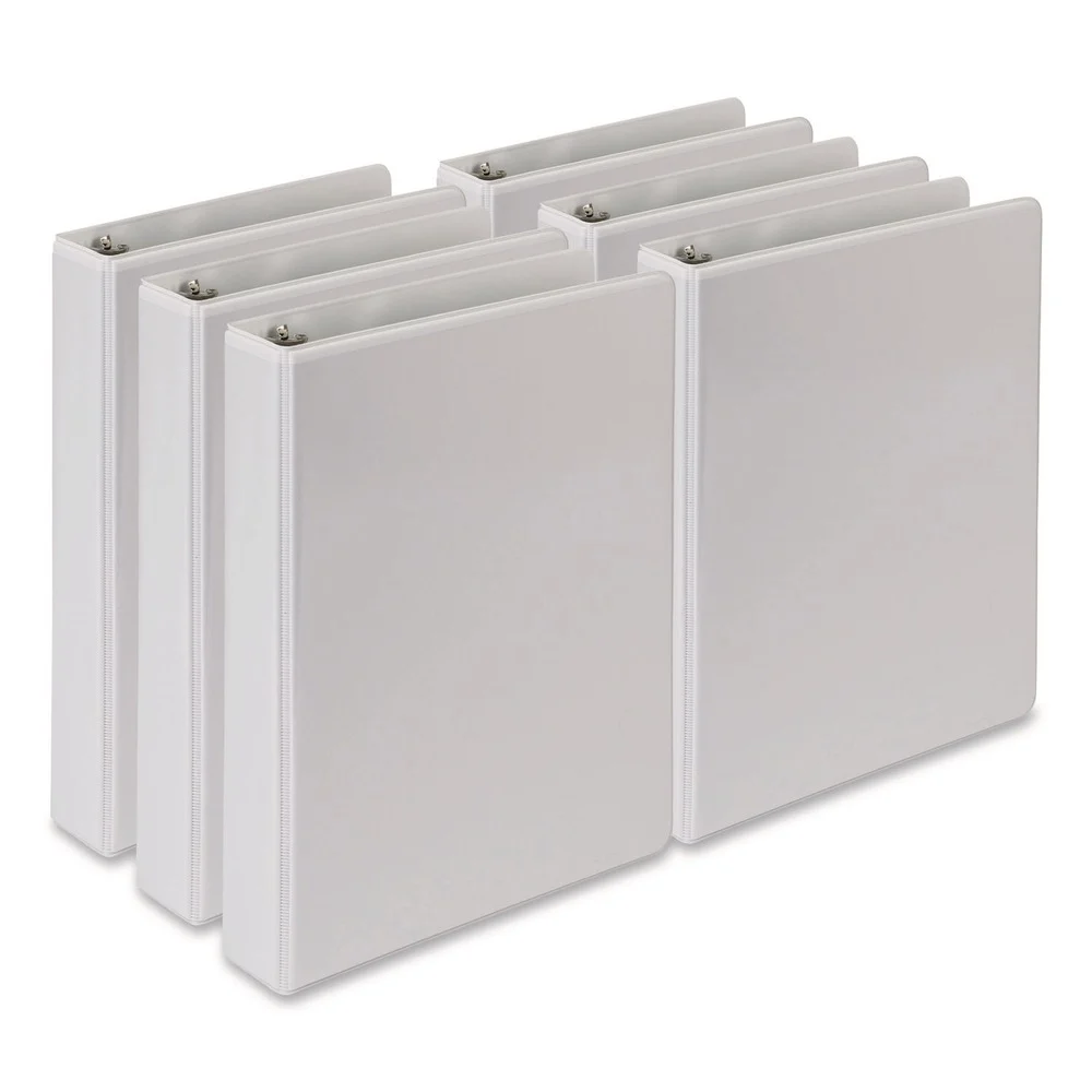 Samsill 8.5 in. x 5.5 in. 1 in. Capacity 3 Rings Economy Round Ring View Binder - White (6/Carton)