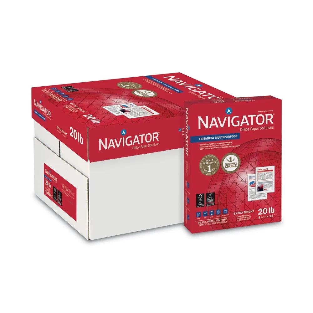 Navigator 97 Bright 20 lbs. Bond Weight 8.5 in. x 11 in. Premium Multipurpose Copy Paper - White (1-Pallet)
